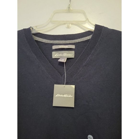 Eddie Bauer Men's V Neck Merino Wool Blend Sweater 2XL Navy NWT - Picture 2 of 5